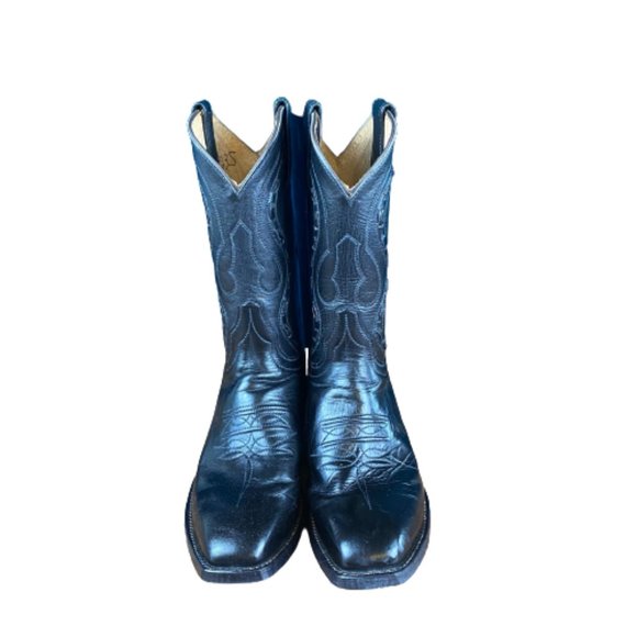 Vintage Dan Post Shoes - Vintage Dan Post Black Leather Cowboy Boots